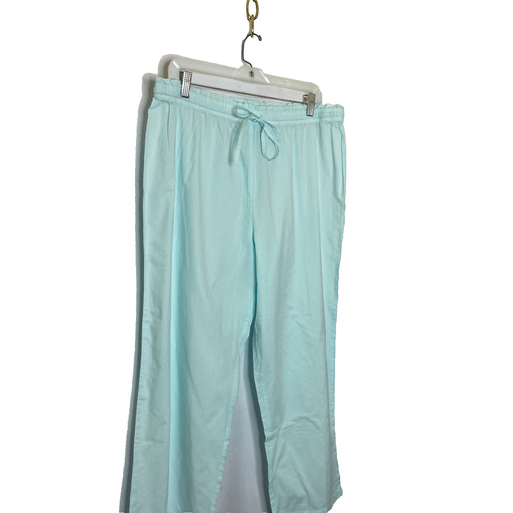 Women's Large Ella Simone Blue Button Front Bow Pleat Cotton Pajama Set - Picture 8 of 10